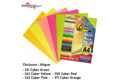 TS 3012-FC Twin Star Six Sheets Card A4 size / 160gsm (Fluorescent colour) TS 3012-FC Twin Star Six Sheets Card A4 size / 160gsm (Fluorescent colour)